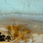 un panorama visto dall'alto, con un effetto di pittura astratta